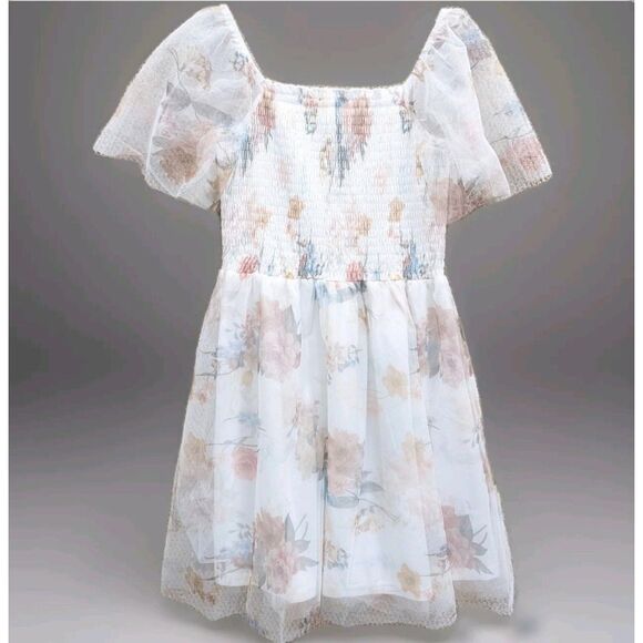 NWT Baltic Born Tivoli Tulle Short Dress White Multi Floral size 1X - Picture 1 of 8